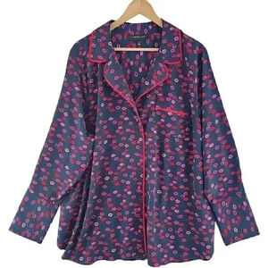 Lane Bryant Button Up Lip Printed Pajamas Top Women's 20
